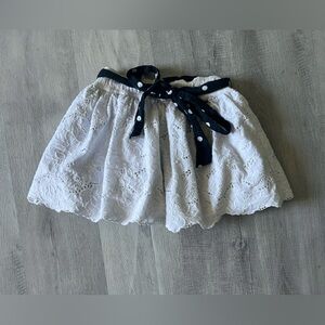 Y2K Hollister White Skirt with Navy Blue Polka Dot Bow